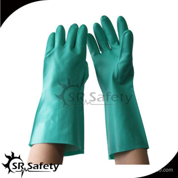 SRSAFETY green nitrile gloves long sleeves industrial glove